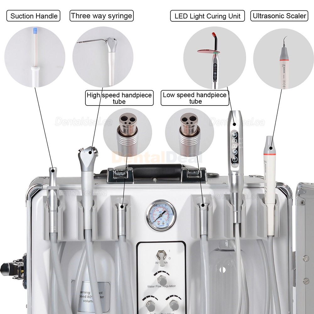 G13-B Portable Dental Unit with Air Compressor+ Curing Light +Scaler Handpiece 2/4H